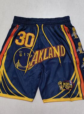 美国大联盟美式复古篮球短裤勇士库里篮球裤五分运动裤内层双层