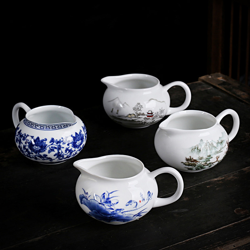 青花瓷缠枝莲公道杯茶海茶漏配件图片