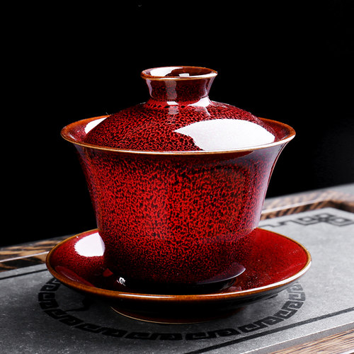 窑变三才盖碗家用陶瓷泡茶器定制
