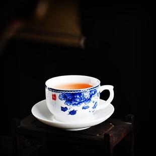 茶碗主人杯陶瓷家用品茗杯防烫杯垫 白瓷带手柄有耳功夫小茶杯套装