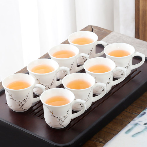 家用茶杯陶瓷带把手防烫手绘杯子