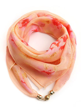 印花65cm小金球磁扣方巾围巾女士护颈围脖时尚装饰妈妈丝巾纱巾