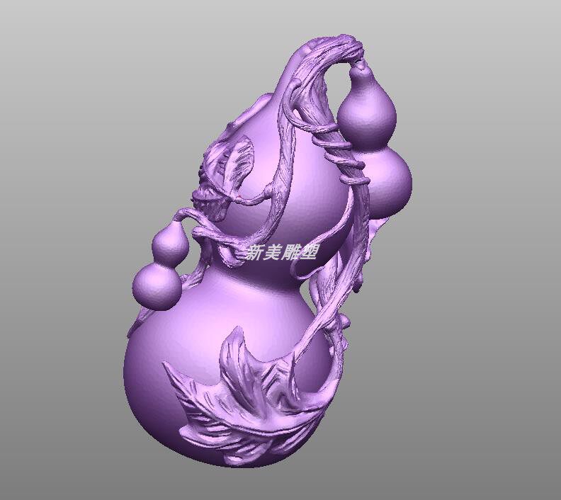 葫芦圆雕图三维立体电脑雕刻图stl文件路径制作3d模型定做精雕图
