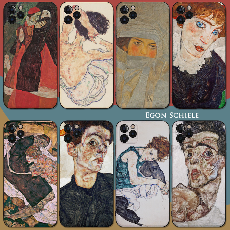 埃贡席勒手机壳欧美油画艺术复古文艺美术生好看适用于苹果华为VIVO小米OPPO荣耀IQOO一加浮雕工艺小众