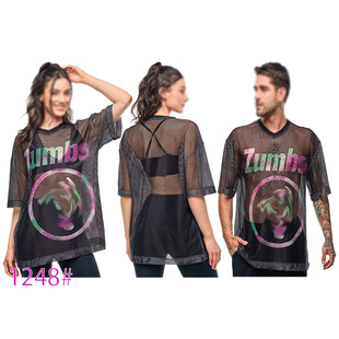 ZW特价 健身舞蹈服体操运动跑步宽松短袖t恤 男女装 速干透气网布