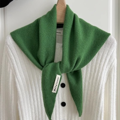 100%纯羊毛秋冬针织三角巾女头巾围巾多功能保暖百搭纯羊毛披肩