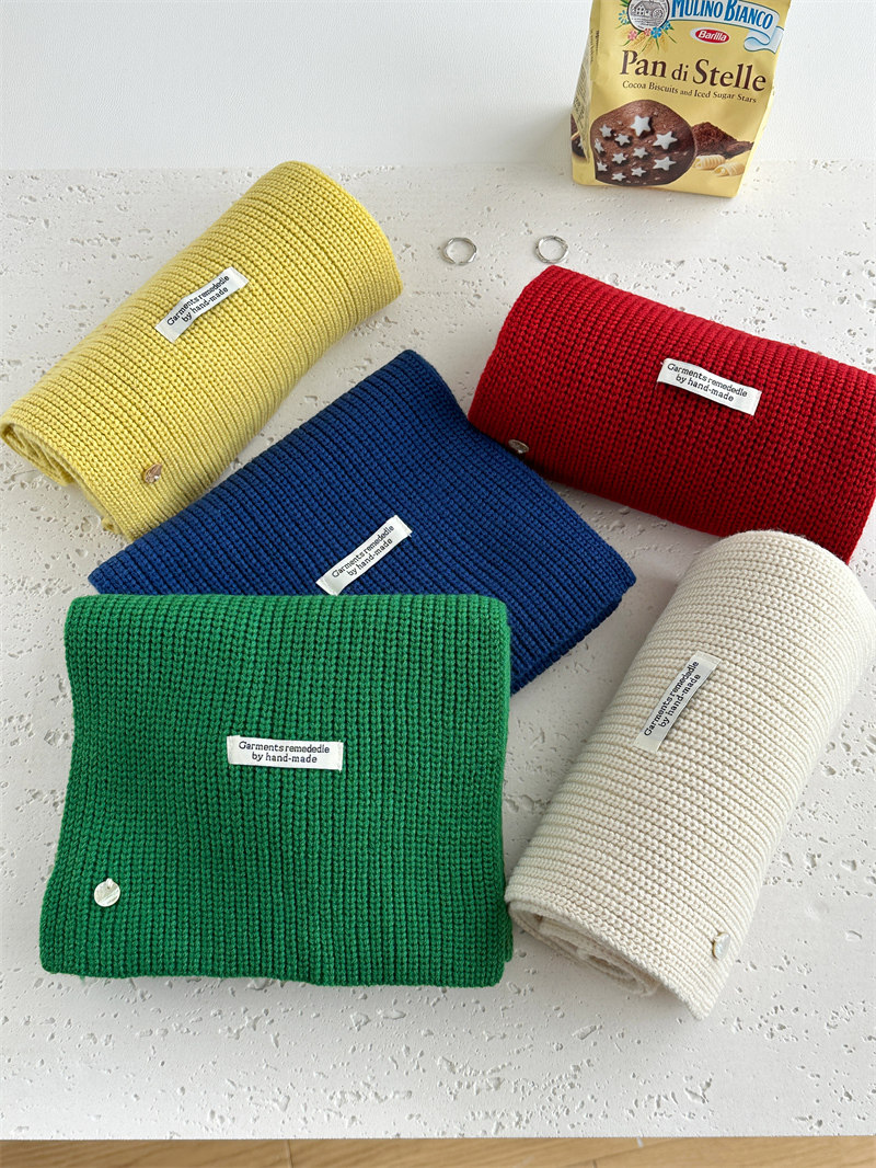 原宿风新款ins粗毛线针织围巾女冬季百搭加厚保暖围脖学生纯色潮