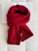 加厚加宽 100%羊毛围巾女秋冬红色加厚保暖针织情侣围脖生日礼物