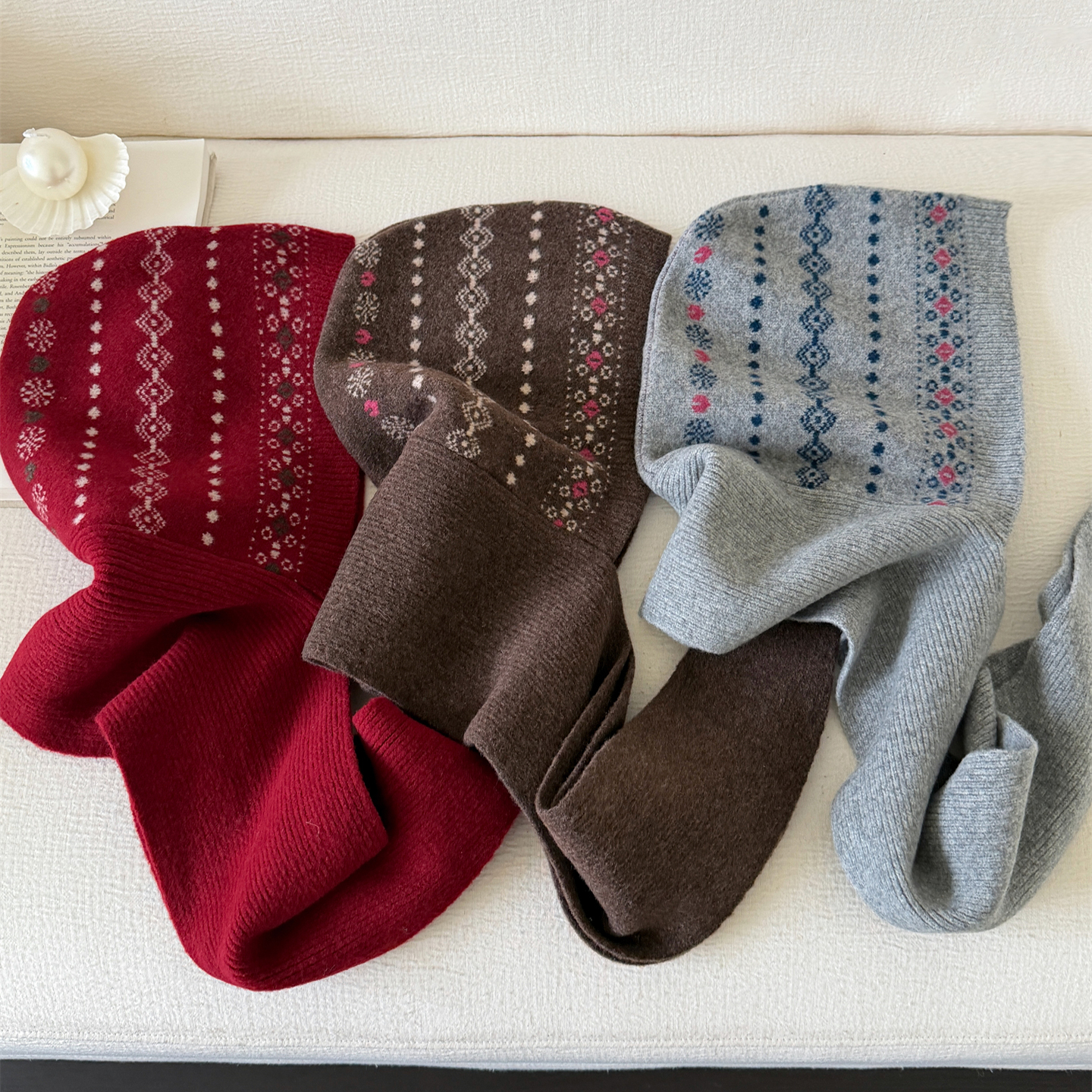 秋冬氛围感~巴拉克拉法帽子女秋冬保暖护耳针织帽围巾一体毛线帽