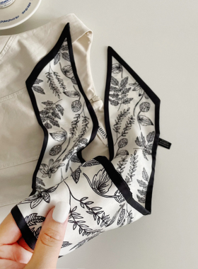 蓝色系复古尖角懒人小长条丝带发带薄款飘带女窄春夏季领巾