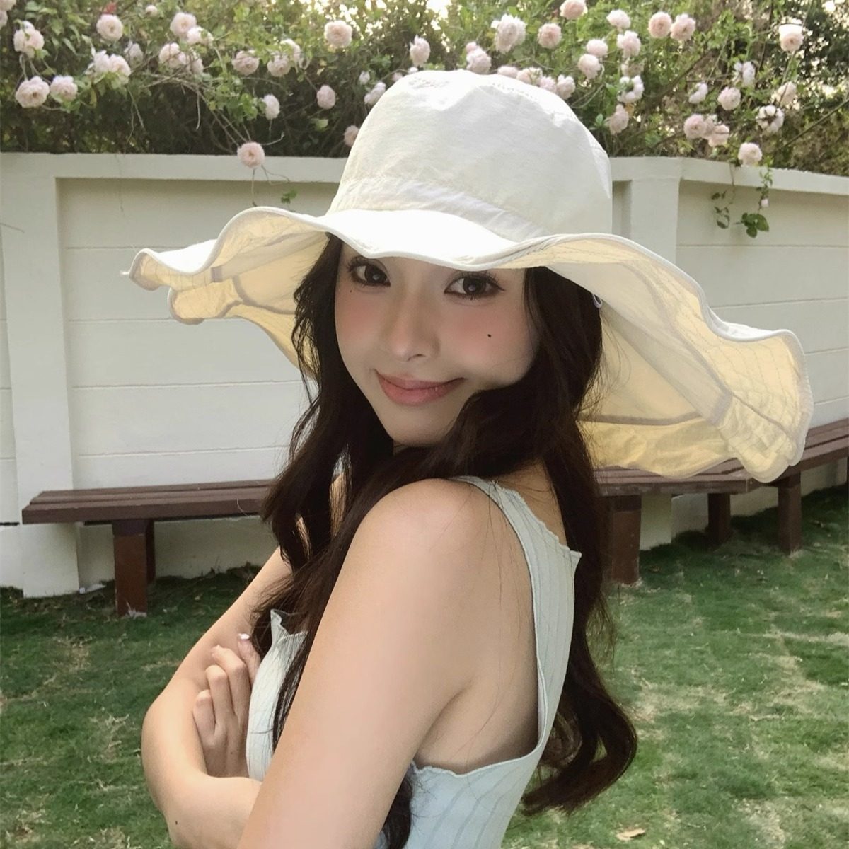 女夏季大帽檐遮阳帽防晒遮脸显脸小渔夫帽海边沙滩度假拍照太阳帽图片