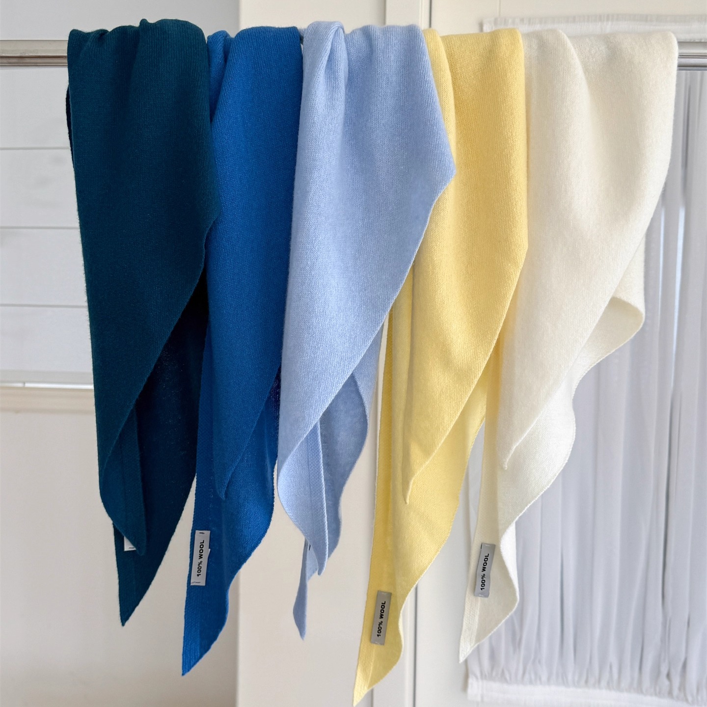 多色入~简约百搭100%纯羊毛针织三角围巾女多功能包头巾秋冬围脖