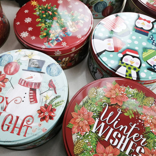 一套2个可爱手绘圆形圣诞收纳
