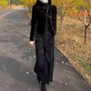 显瘦女 英国portney bell秋冬新款 轻奢简约短款 外套宽松阔腿裤