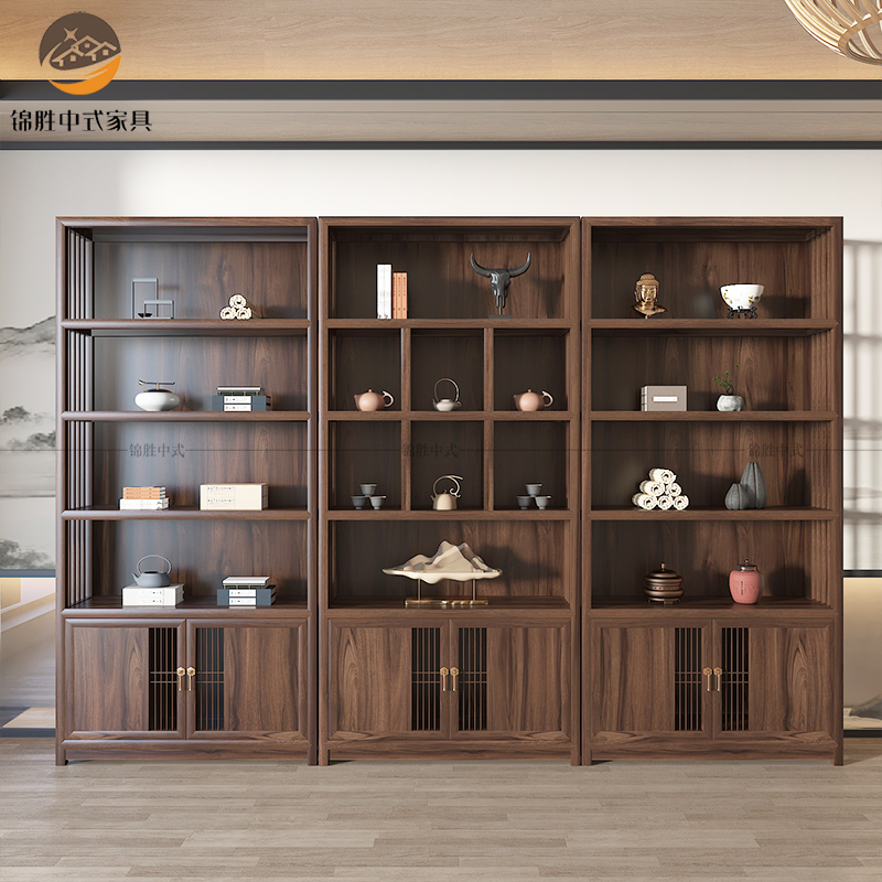 新中式茶叶店展示柜陈列柜实木