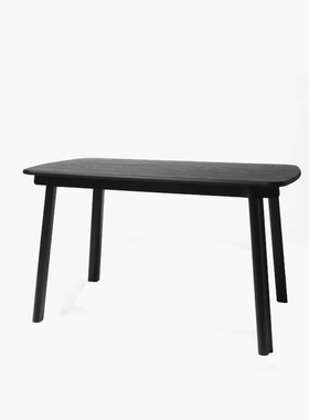 梵几|四合餐桌 黑色现代实木多用桌长方形白蜡木书桌中古风