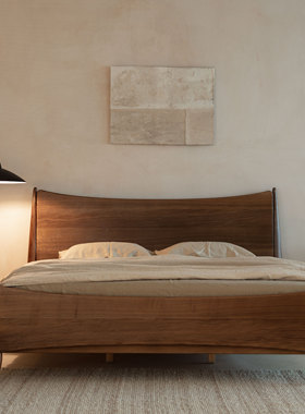 梵几|白日梦实木床黑胡桃木原木榫卯结构主卧双人床家用1米8 1米5