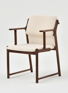 梵几|雪线椅 简约风藤编木质餐椅家用客厅靠背设计感椅子