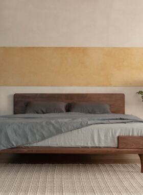 梵几|合围床 实木床黑胡桃木床主卧大床1米8双人床日式风侘寂风