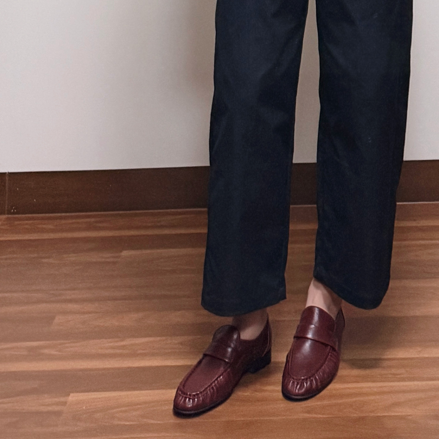 勃艮第酒红色小众设计手工鞋乐福鞋女2026新款复古单鞋女小皮鞋女