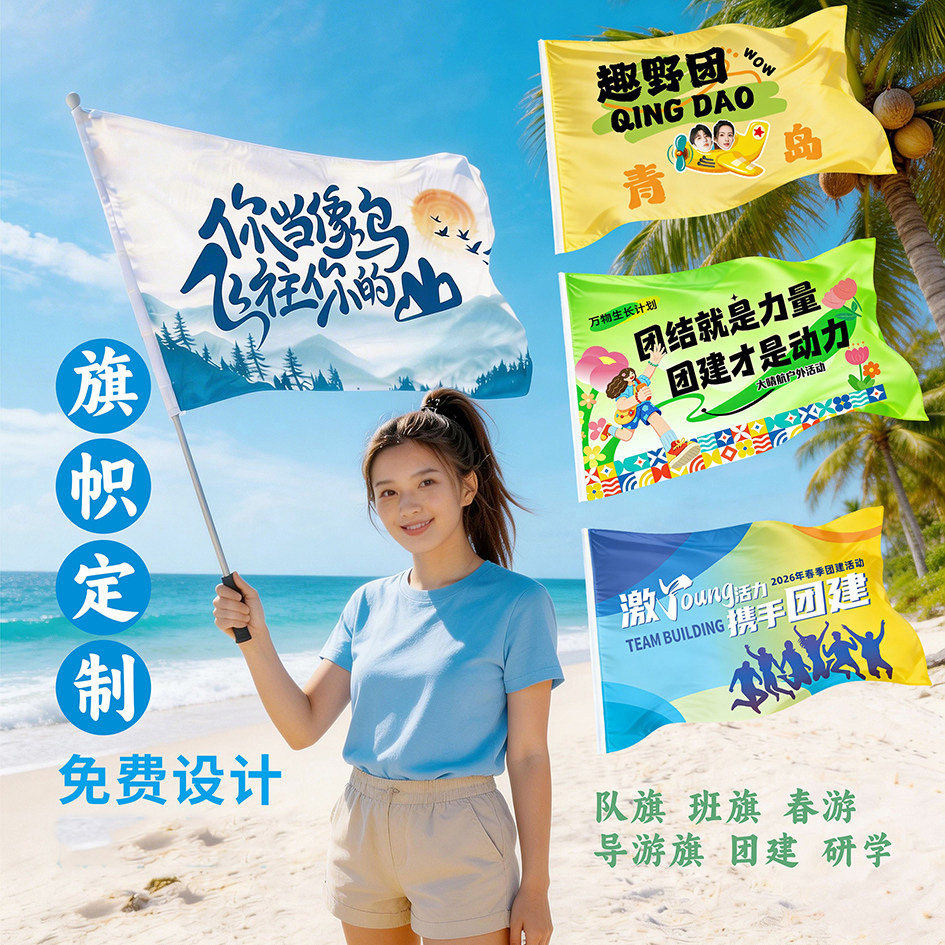 旗帜定做班旗队旗导游战旗毕业团建广告小大旗校园团旗手摇旗