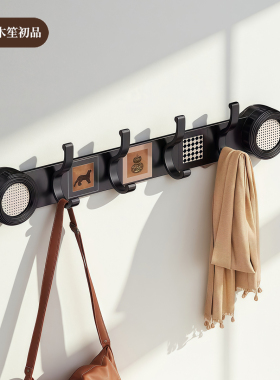 胡桃木纹胶贴挂钩免打孔玄关衣柜入户门后挂衣钩固定试衣间强力