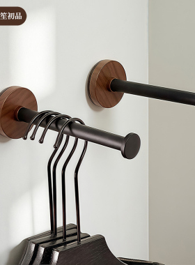 胡桃木挂钩免打孔玄关衣柜入户门后挂衣钩固定试衣间强力粘钩承重