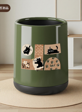中古风垃圾桶双层家用客厅卧室创意高颜值带盖大容量圆筒大号纸篓