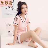 Đồ ngủ công chúa gió nữ mùa hè gió tay ngắn cotton mỏng phần Hàn Quốc ngọt ngào và đáng yêu mùa hè dịch vụ nhà phù hợp - Bộ Pajama đồ bộ đẹp