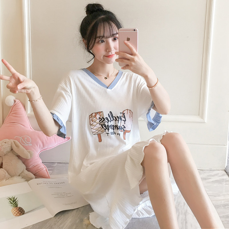 Princess wind Nightdress summer pure cotton Short sleeved fresh lovely lady pajamas spring and autumn Thin section Korean Edition Home Furnishingsin the Lingerie/Men's underwear/Tracksuit , Lingerie  category - from Buy2taobao.com to provide professional Taobao agent buy service