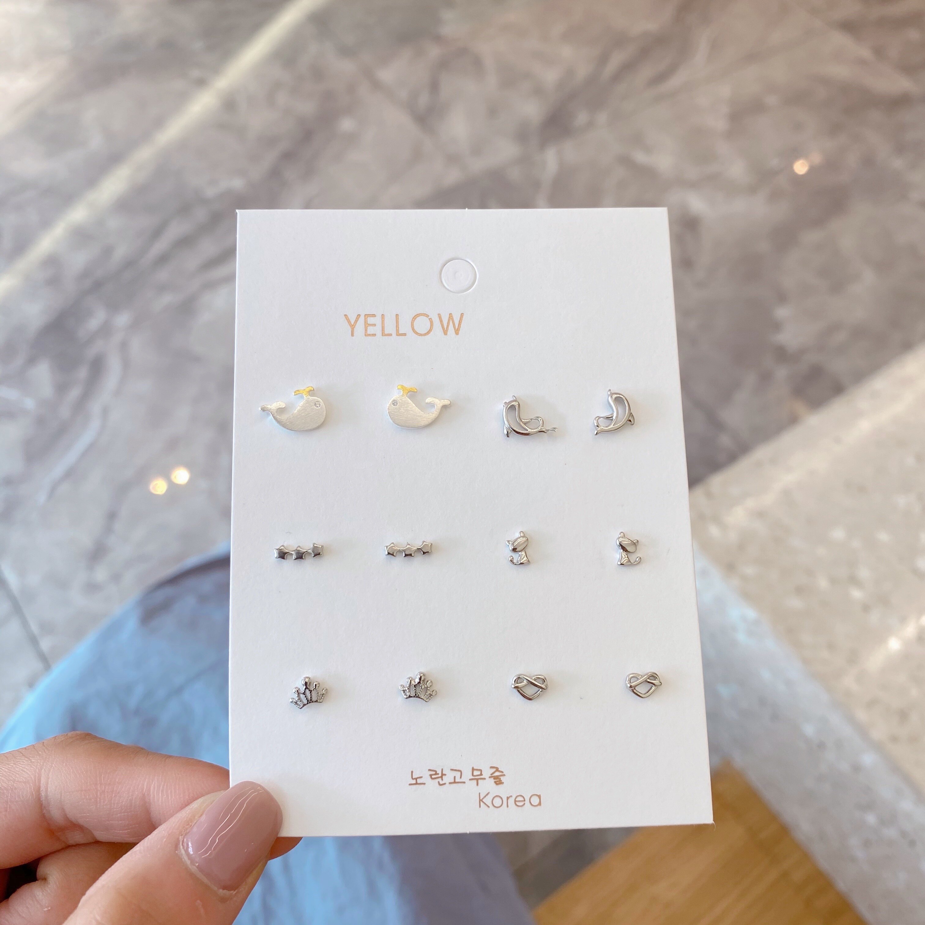 纯银mini小耳钉一周套装2020年新款潮可爱鲸鱼设计感养耳洞耳骨钉