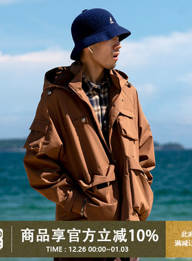 UrbanStandard日系户外多口袋连帽夹克男秋季新款山系冲锋衣外套