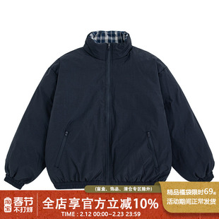 UrbanStandard日系复古双面穿格纹棉服男冬季保暖加厚棉衣外套