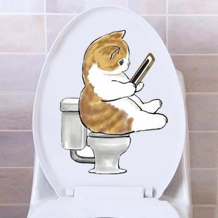 防水贴{ 饰化妆室厕所浴室自粘时尚 可爱猫咪贴纸装 马桶贴花新款