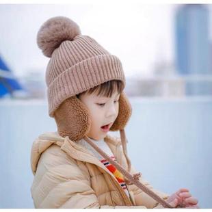 儿童可爱针织毛线帽冬季 宝宝帽子秋冬款 加厚保暖加绒男女童护耳@