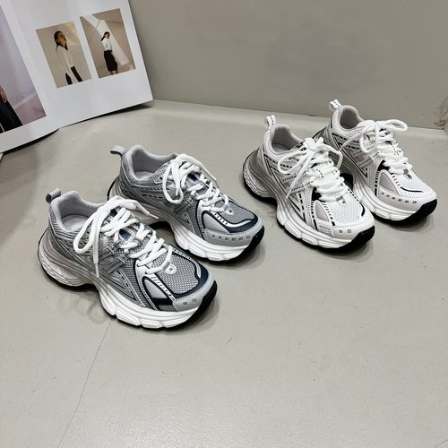 ins潮小众老爹鞋女2024春款网面透气厚底增高舒适百搭休闲运动鞋