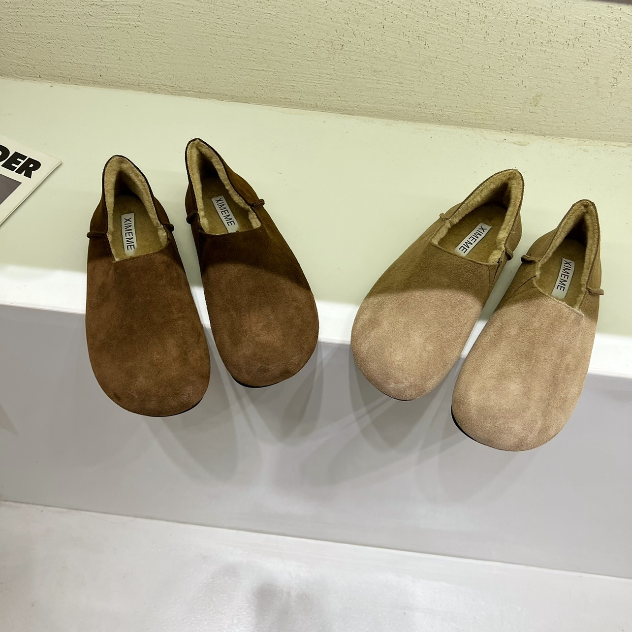 法式复古真皮圆头深口奶奶鞋女2024冬季懒人一脚蹬加绒保暖勃肯鞋