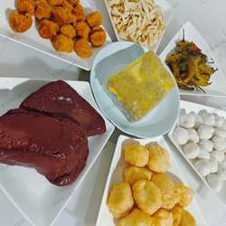 新鲜绿豆丸子火锅食材大礼包七样净重六斤豆泡肉糕永河皮子鱼丸