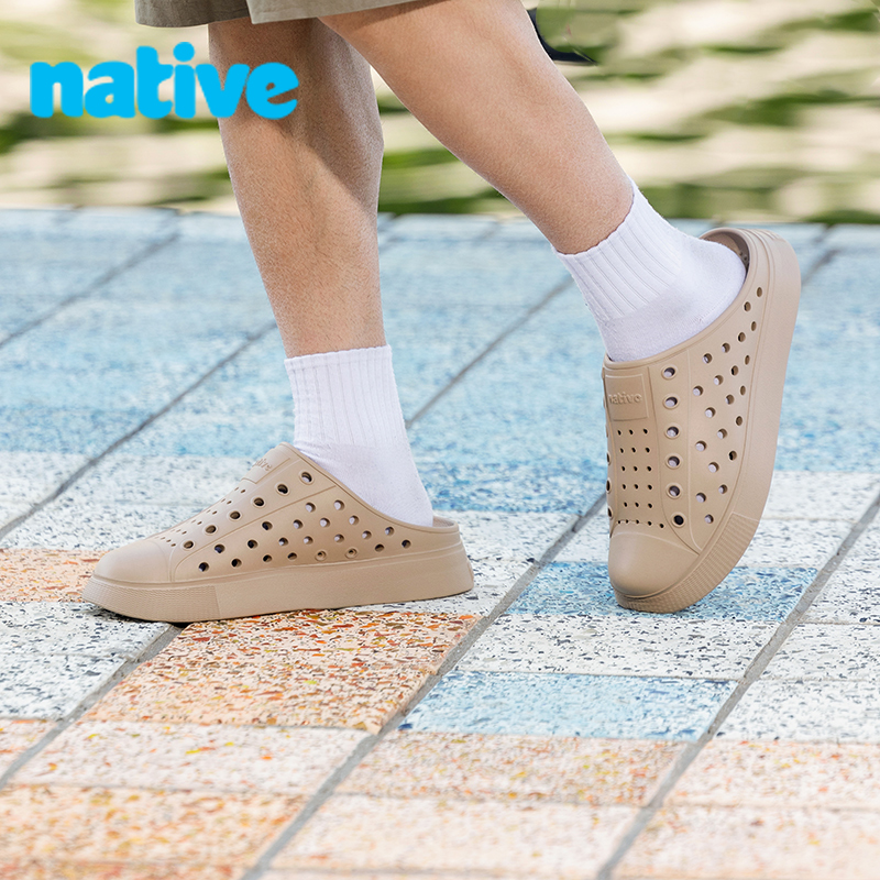 native洞洞鞋夏季外穿厚底半拖鞋