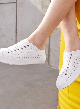 海南旅游洞洞鞋 native新款男鞋 小白鞋男生凉鞋男士白色涉水拖鞋