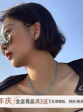 夏天手工串珠项链女叠戴绿松石