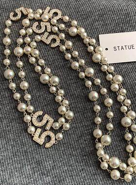 2026新款小香风5字珍珠项链女