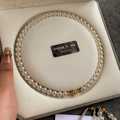 经典施家澳白高级感磁吸扣项链女