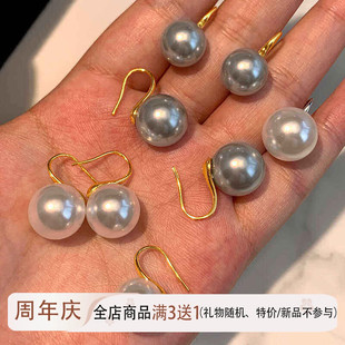 S925纯银施家澳白真多麻高跟鞋耳钩小众气质极光珍珠耳钉女大耳环