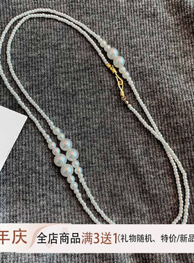 独特长款毛衣链法式施家澳白色