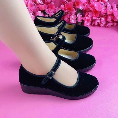 老北京布鞋女单鞋酒店黑色工作鞋