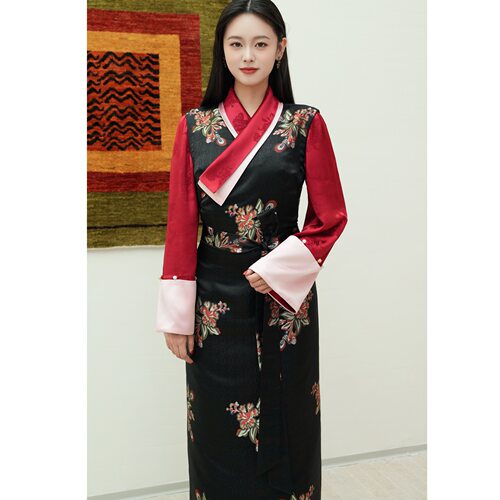 【雍嘉娜】藏装上衣藏袍藏式民族风女显贵色系显瘦人丝织锦西藏服