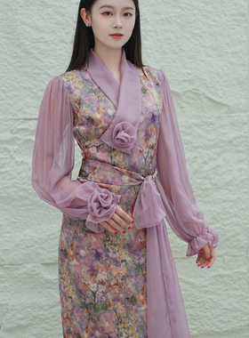 【雍嘉娜】莫奈花园人丝香云纱藏装服装春夏薄款垂感顺滑透气面料