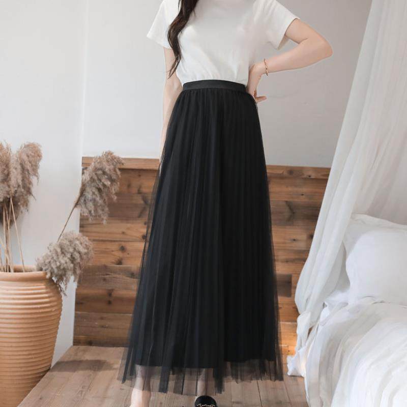 加长款网纱半身裙百褶a字裙高腰显瘦简约百搭仙女裙小清新网纱裙|ruв категории Женская одежда, юбка - от Buy2taobao.com для оказания профессиональной услуги покупки агента Taobao