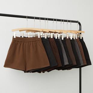 呢料短裤女秋冬季外穿配靴子的高腰小个子网红毛呢阔腿打底靴裤潮